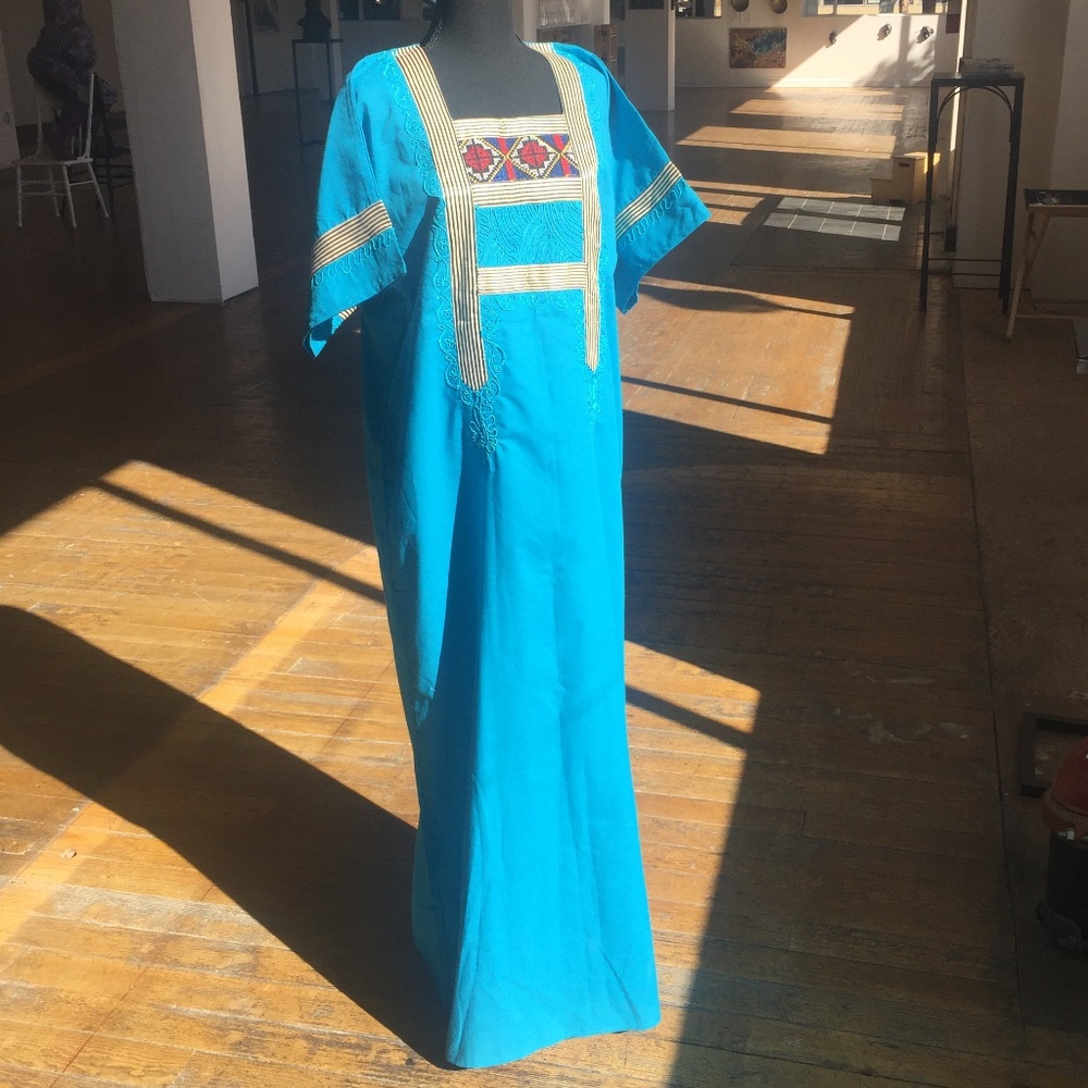 Blue/Gold/Red maxi chemise